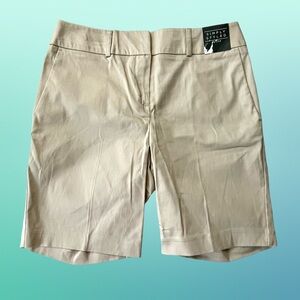 Sears Simply Styled Cotton Khaki Bermuda Chino Shorts Pockets 4P NWT